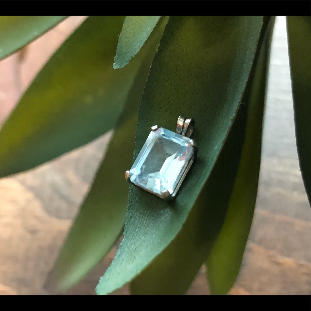 Dainty silver Aqua Marine Pendant